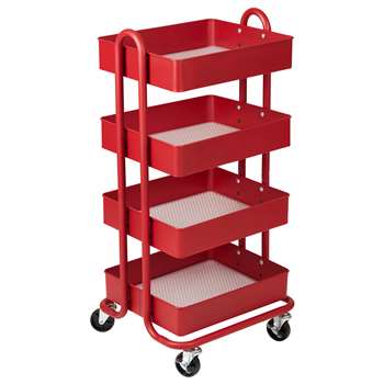 4-Tier Utility Rolling Cart Red, ELR20702RD