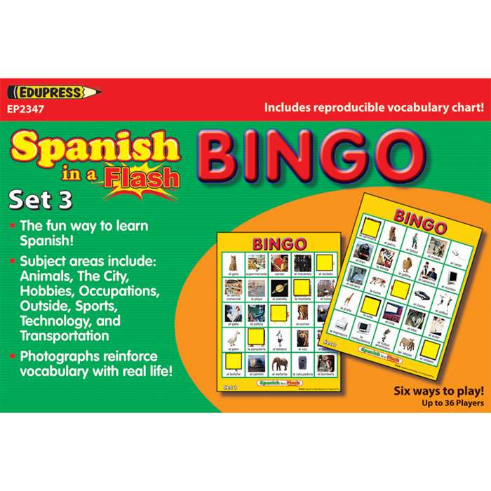 Spanish In A Flash Bingo Set 3 By Edupress