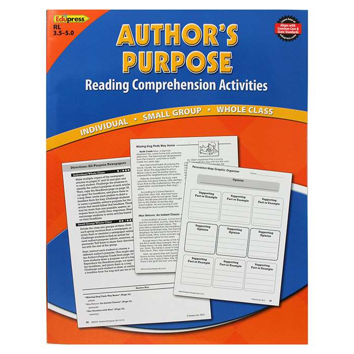 Authors Purpose Book Blue Level By Edupress