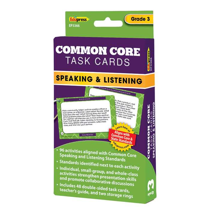 Common Core Task Cards Speaking & Listening Gr 3, EP-3366