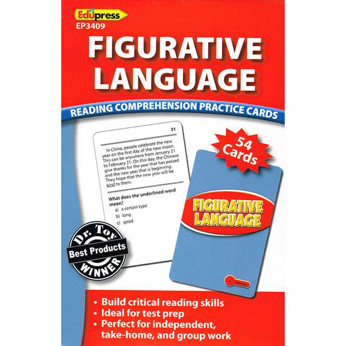 Figurative Language Reading Comprehension Practice Cards Red By Edupress