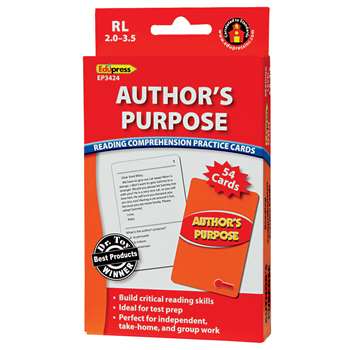 Authors Purpose Practice Cards, Red Level By Edupress