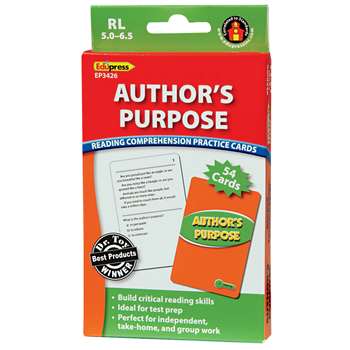 Authors Purpose Practice Cards, Green Level By Edupress