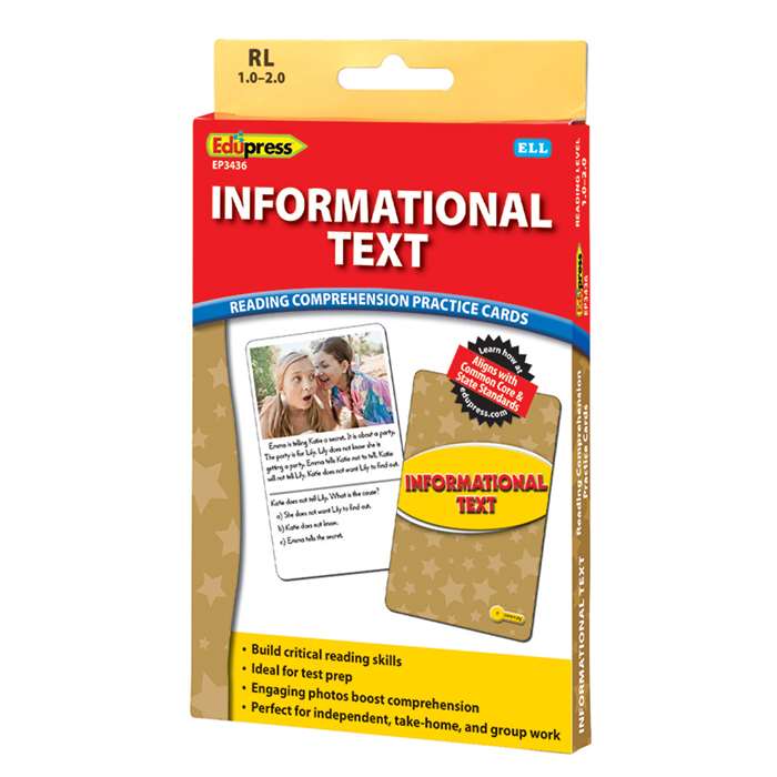Shop Informational Text Ylw Lvl Reading Comprehension Practice Cards - Ep-3436 By Edupress