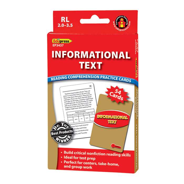 Shop Informational Text Red Lvl Reading Comprehension Practice Cards - Ep-3437 By Edupress