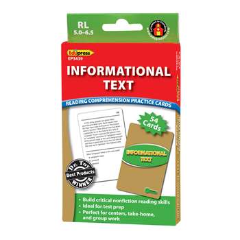 Shop Informational Text Grn Lvl Reading Comprehension Practice Cards - Ep-3439 By Edupress