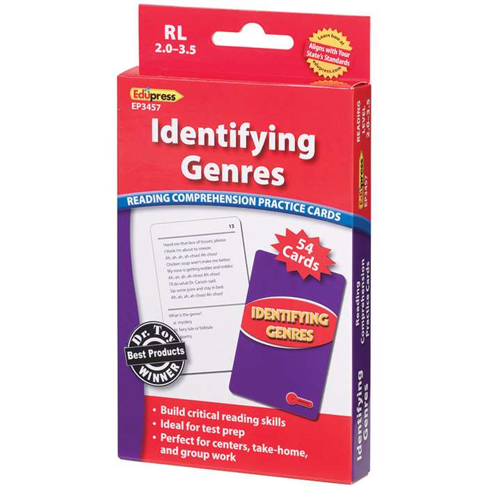 Identifying Genres Reading 2.0-3.5 Comprehension Cards Red Level By Edupress