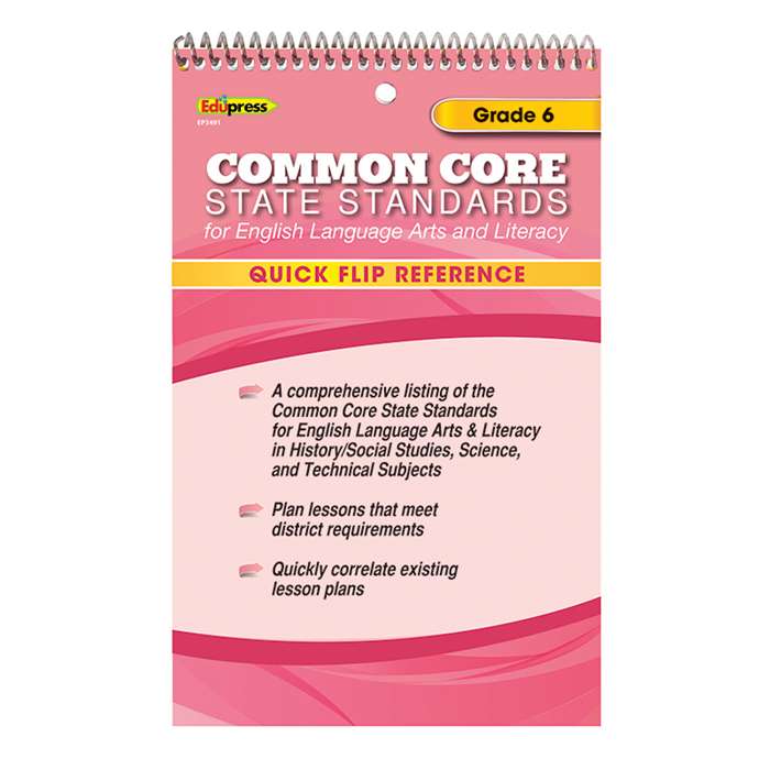 Quick Flip Reference For Common Core State Standards Gr 6 By Edupress