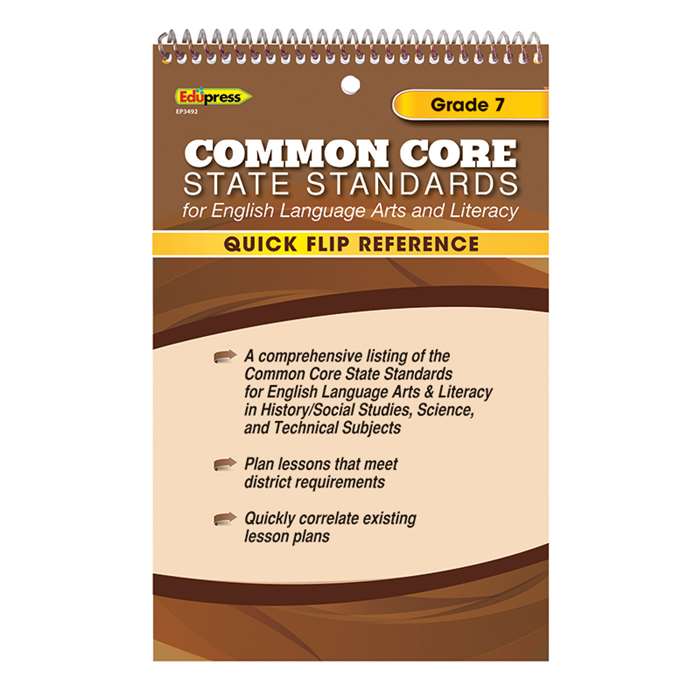 Quick Flip Reference For Common Core State Standards Gr 7 By Edupress