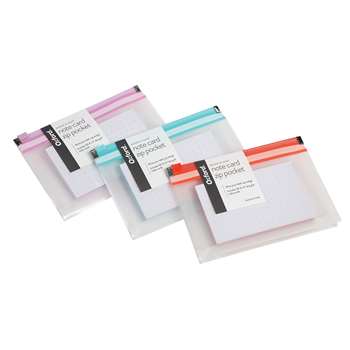 Asst Colors Note Card Zip Pocket, ESS334266M