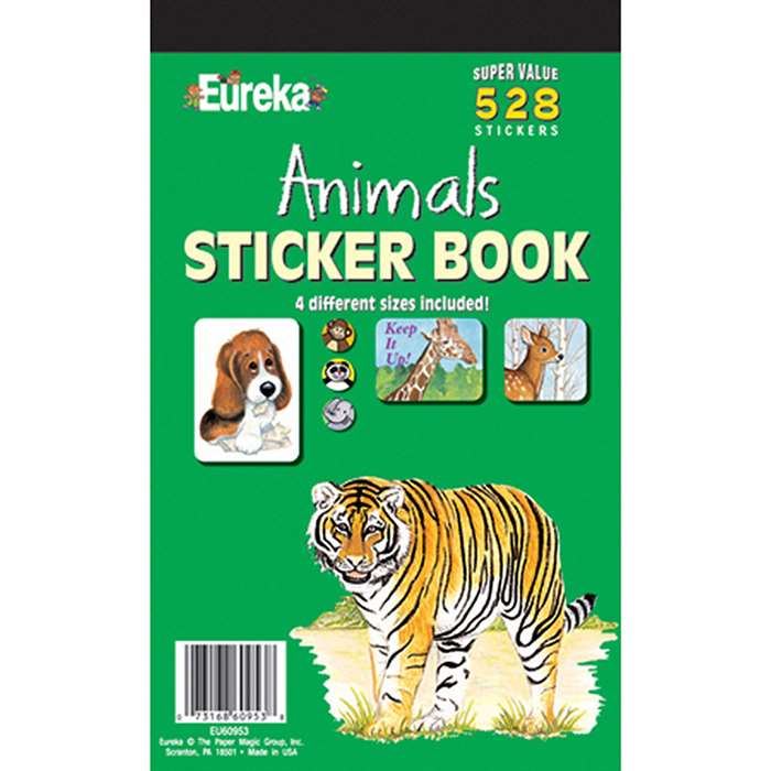 Sticker Book Animals 528/Pk By Eureka