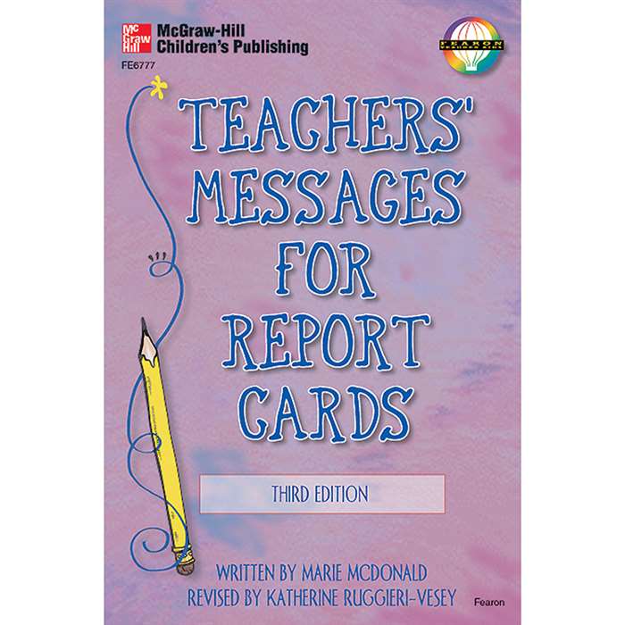 Teachers Messages For Report Cards Gr K-8 3Rd Edition By Frank Schaffer Publications