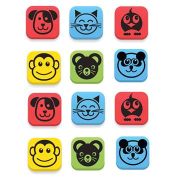 Magnetic Erasers Animals Set Of 12, FLP35020