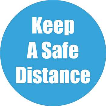 Keep A Safe Distance Cyan Anti-Slip Floor Sticker , FLP97070