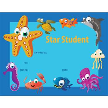 Star Student Certificate 30 Pack Under The Sea, FLPUS200