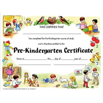 Certificate Pre-K Set/30 8.5 X 11 By Hayes School Publishing