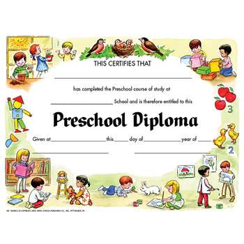 Diplomas Preschool 30 Pk 8.5 X 11 By Hayes School Publishing
