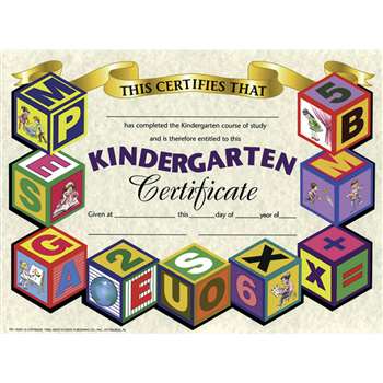Certificates Kindergarten 30/Pk 8.5 X 11 By Hayes School Publishing