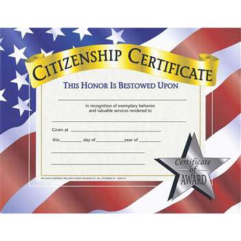 Certificates Citizenship 30 Pk 8.5 X 11 By Hayes School Publishing