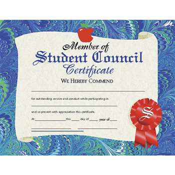 Certificates Student Council 30/Pk 8.5 X 11 By Hayes School Publishing