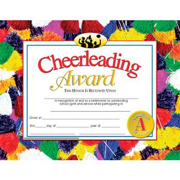 Certificates Cheerleading 30/Pk Award 8.5 X 11 By Hayes School Publishing