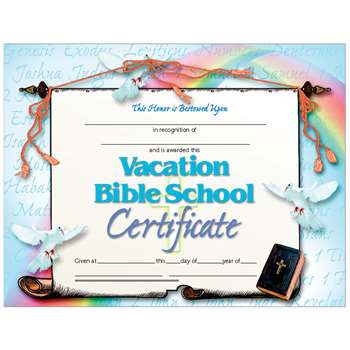 Vacation Bible School Set Of 30 Certificates By Hayes School Publishing