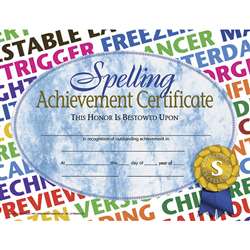 Certificates Spelling 30/Pk 8.5X11 Achievement By Hayes School Publishing