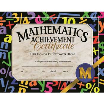 Certificates Mathematics 30/Pk Achievement 8.5 X 11 By Hayes School Publishing