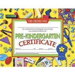 Certificates Pre-Kindergarten 30/Pk 8.5 X 11 Yellow By Hayes School Publishing