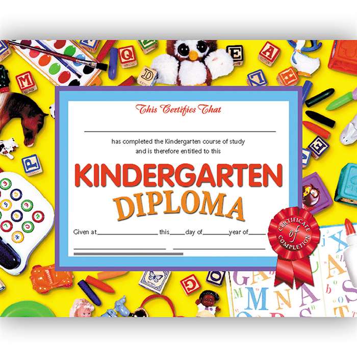 Diplomas Kindergarten 30/Pk 8.5X11 Red Ribbon By Hayes School Publishing
