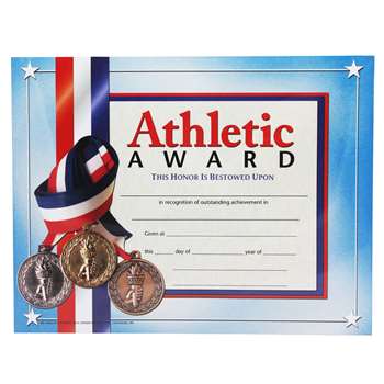 Certificates Athletic Award 30/Pk 8.5 X 11 Inkjet Laser By Hayes School Publishing