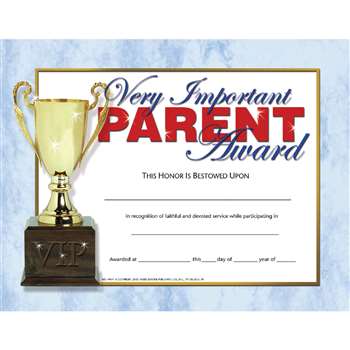 Very Important Parent Award 30-Set Certificates By Hayes School Publishing