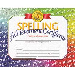 Certificates Spelling 30/Pk 8.5X11 Achievement Inkjet Laser By Hayes School Publishing