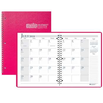 Academic Monthly Planner 8 1/2 X 11 Pink Wirebound By House Of Doolittle