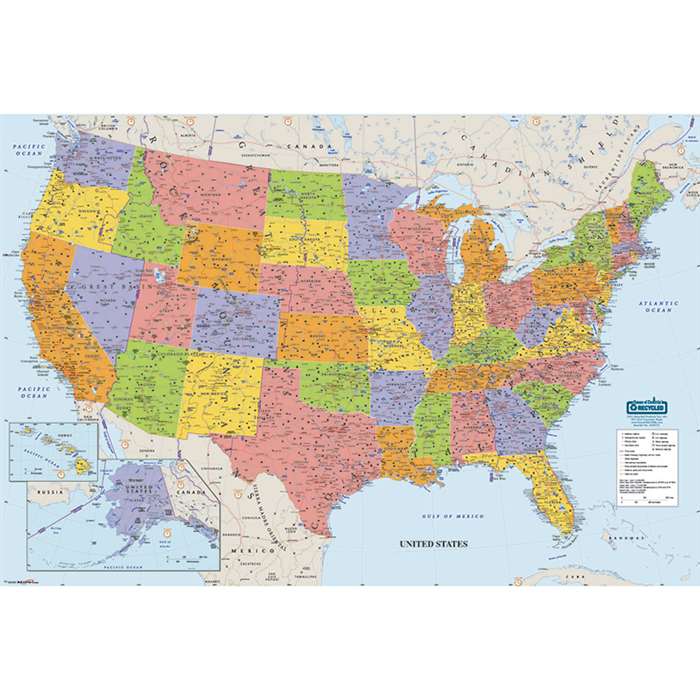 Us & World Maps Laminated Us 50X33 By House Of Doolittle