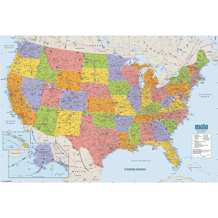 Us & World Maps Laminated Us 38X25 By House Of Doolittle