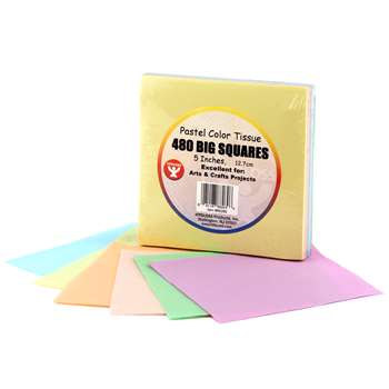 5In Tissue Squares Pastel 480 Pieces By Hygloss Products