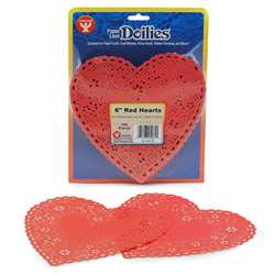 Doilies 6 Red Hearts 100/Pk By Hygloss Products