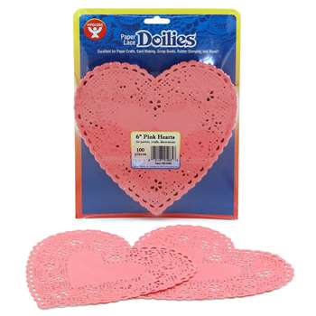 Doilies 6 Pink Hearts By Hygloss Products