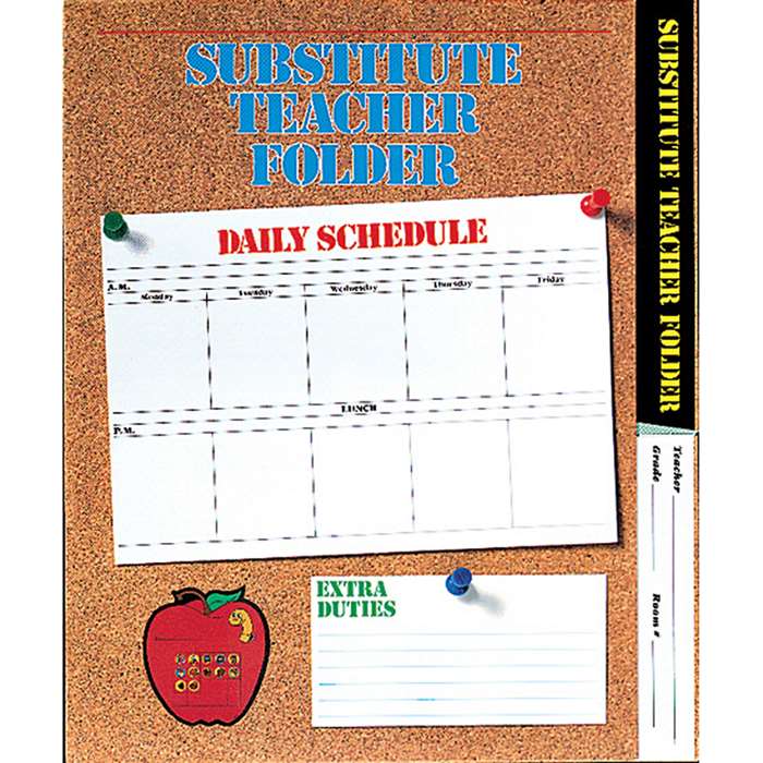 Substitute Folder Elem Corkboard 9 X 11 W/ Pocket By Carson Dellosa