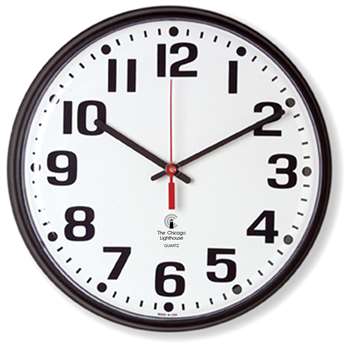 1275&quot; Blk Slimline Clock Bold Num 12&quot; Dial Quart, ILC67300000