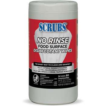 SCRUBS No Rinse Food Surface Disinfectant Wipes - ITW97080
