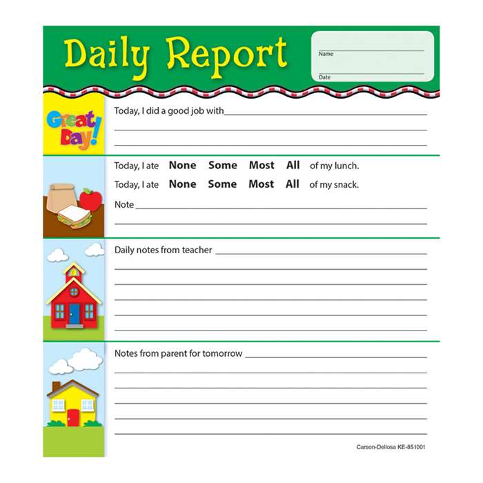 Shop Daily Report Notepads Gr Pk-2 - Ke-851001 By Carson Dellosa
