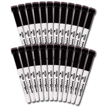 Kleenslate Dry-Erase Markers With Erasers, Medium Point, Black, Pack Of 24 By Kleenslate Concepts