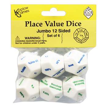 12-Sided Place Value Dice Set Of 6 By Koplow Games