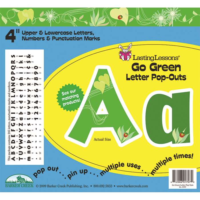 Go Green Letter Pop-Outs By Barker Creek Lasting Lessons