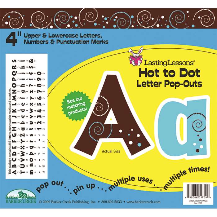 Hot To Dot Letter Pop-Outs By Barker Creek Lasting Lessons