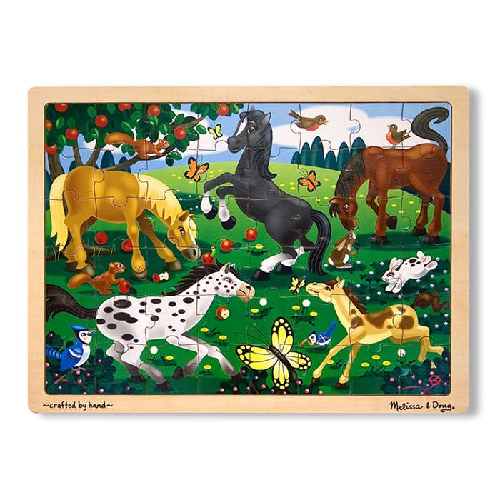 Frolicking Horses Jigsaw Puzzle (Wooden 48 Pieces) By Melissa & Doug