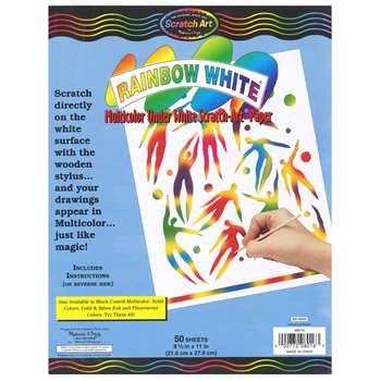 Rainbow White Scratch-Art 50 Sht Paper 8 1/2X11, LCI8016