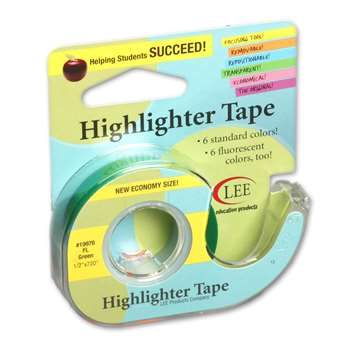 Removable Highlighter Tape Fluorscent Green By Lee Products